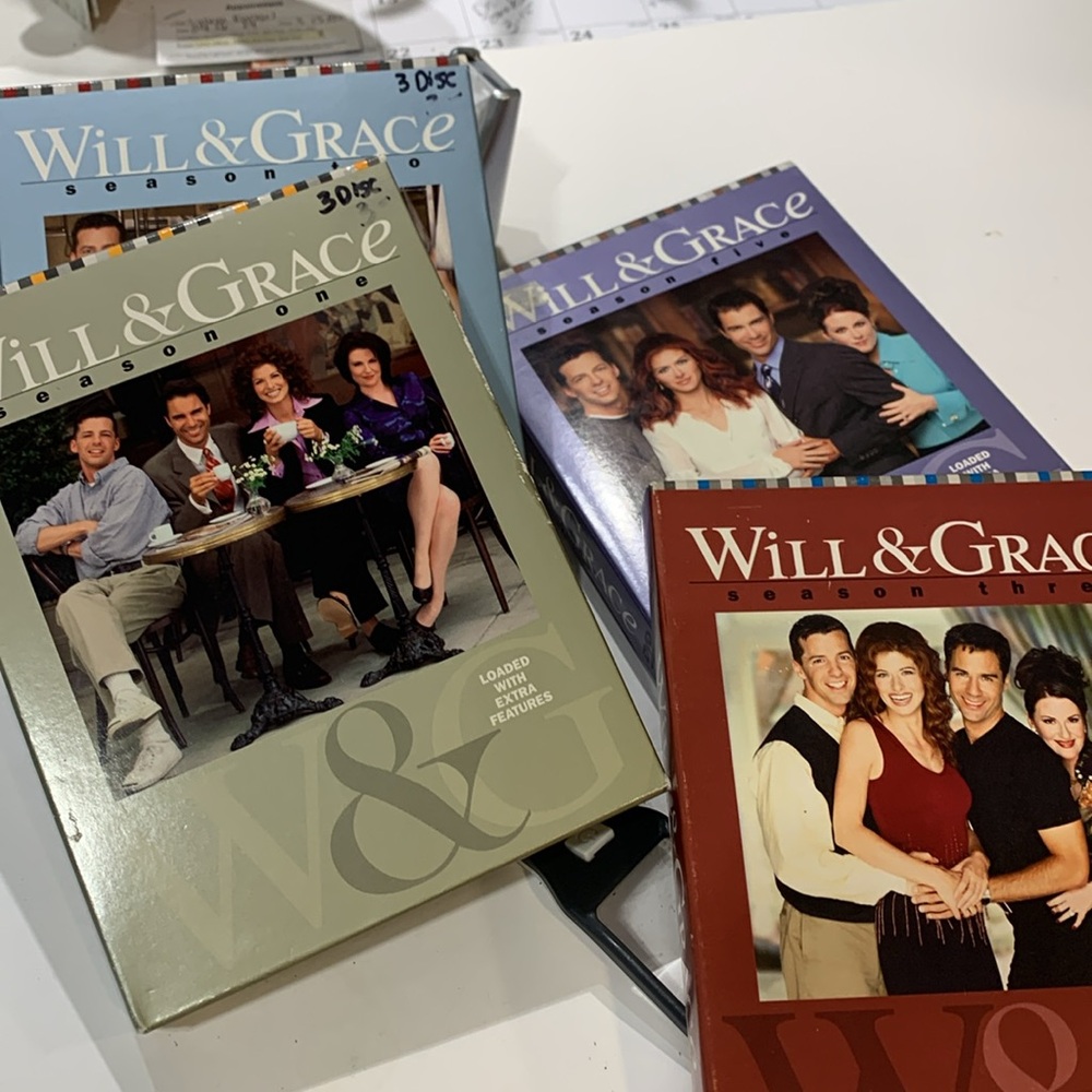 Will & Grace seasons one, two, three, & 5 movie discs sets